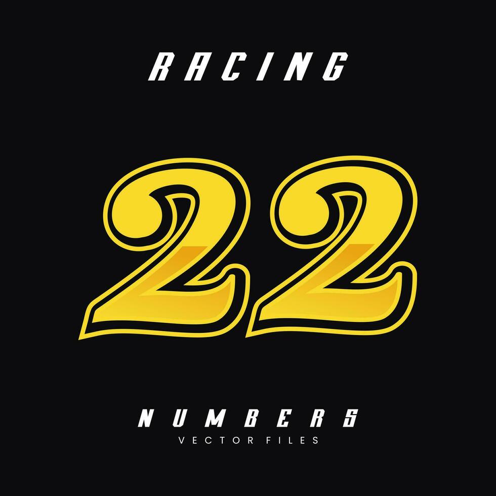 Racing Number 22 Vector Design Template