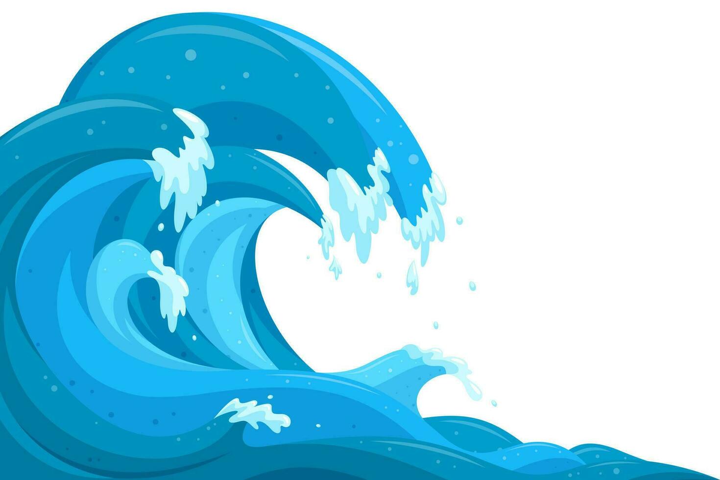 tsunami olas antecedentes. inundar Oceano olas en dibujos animados estilo. vector ilustración