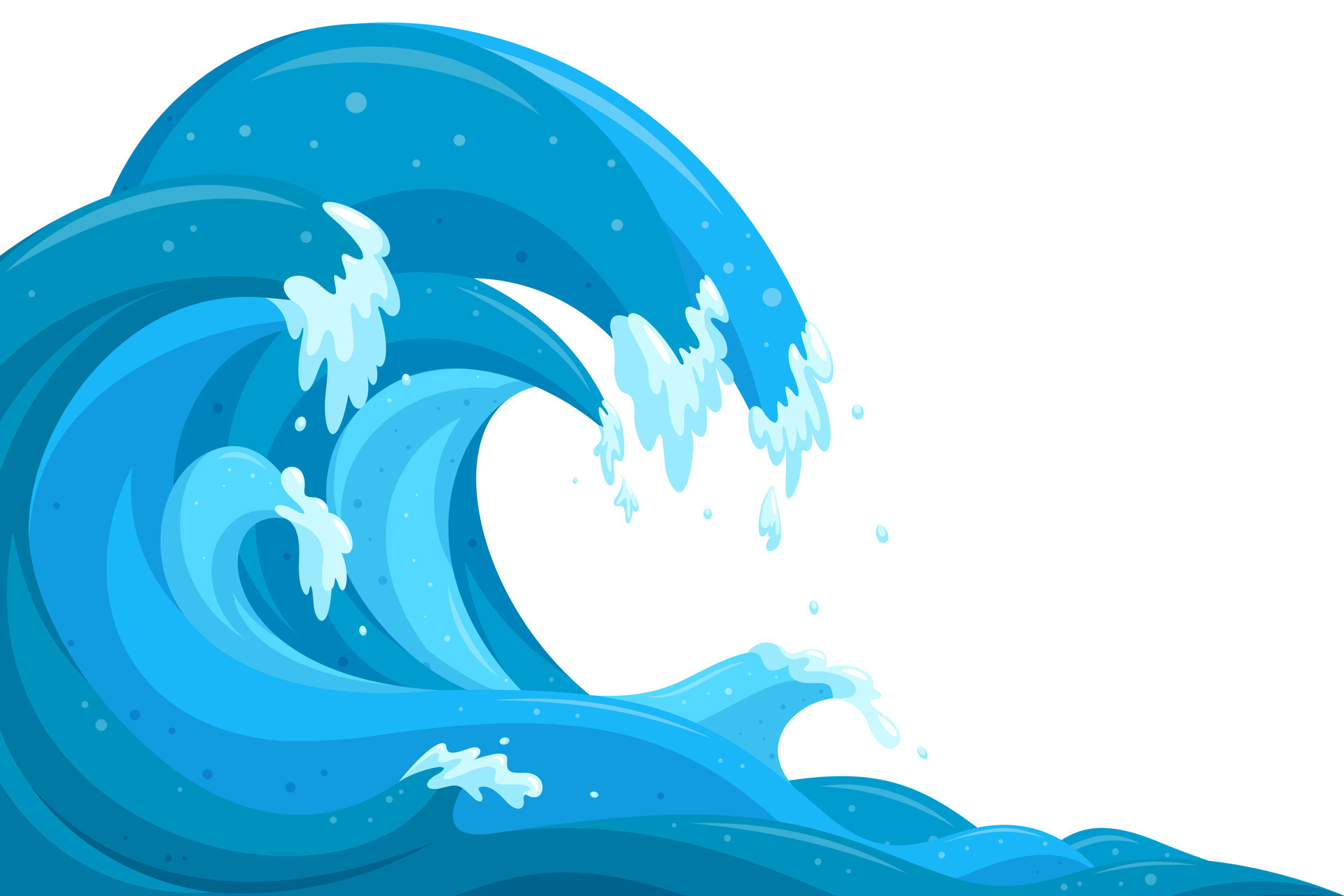 Tsunami waves background. Flood ocean waves in cartoon style. Vector