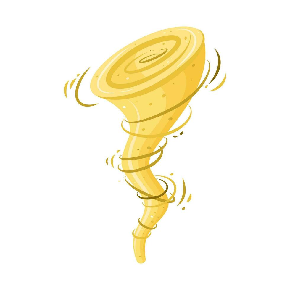 Whirlwind sandstorm in the desert. Dust storm or twister isolated in white background. Vector illustration