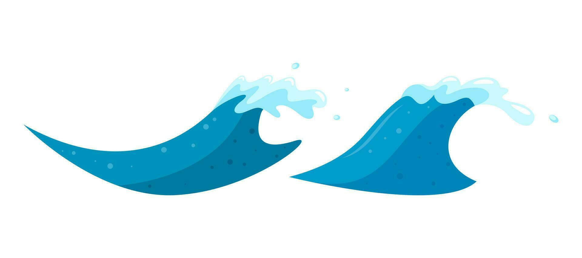 Tropical tsunami wave in cartoon style. Ocean surfing wave forming a barrel. Vector illustration