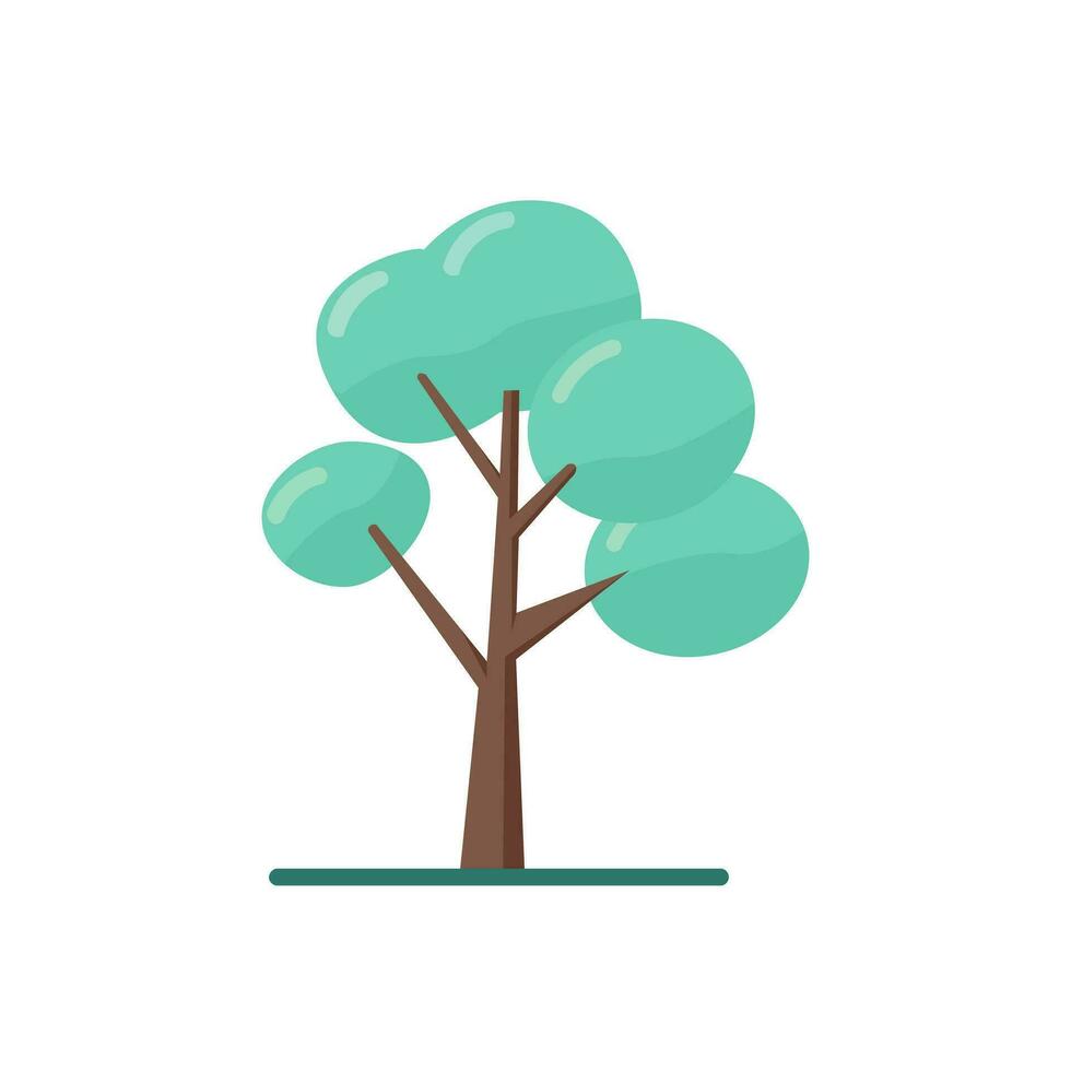 a tree with leaves on it is shown in a flat style vector