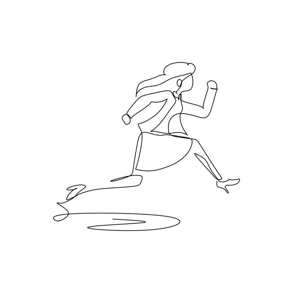 continuous one line drawing of running business woman vector