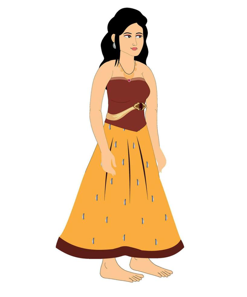 Vector beautiful Girl flat cartoon vector illustration