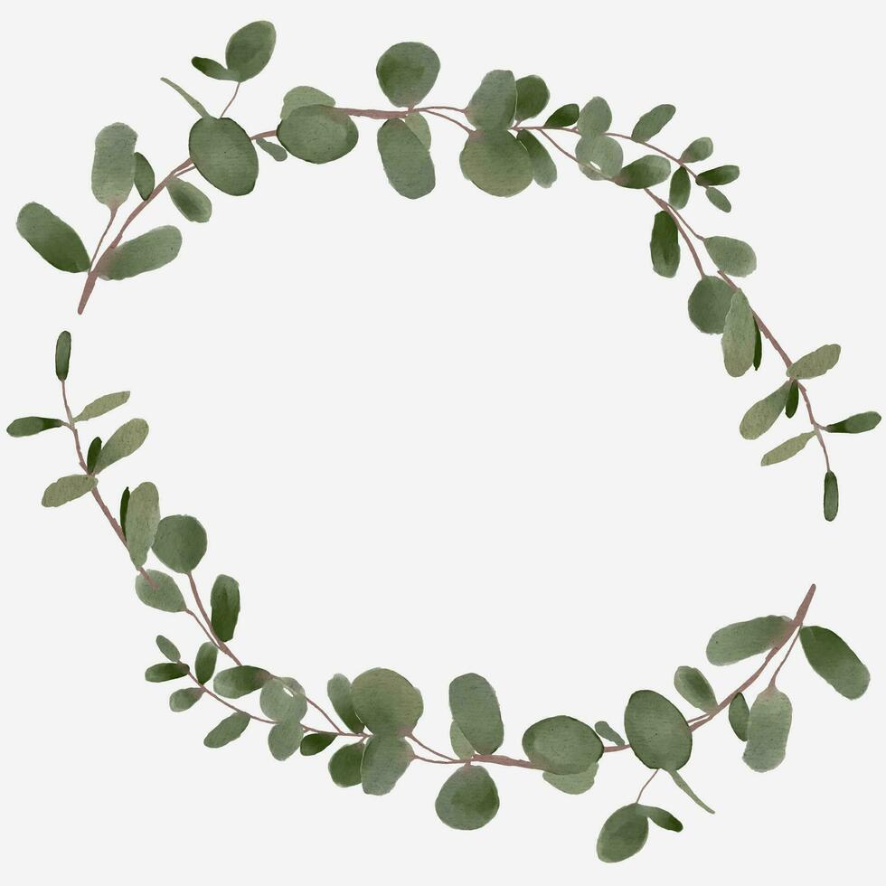 rustic wedding eucalyptus leaves in a circular frame. vector