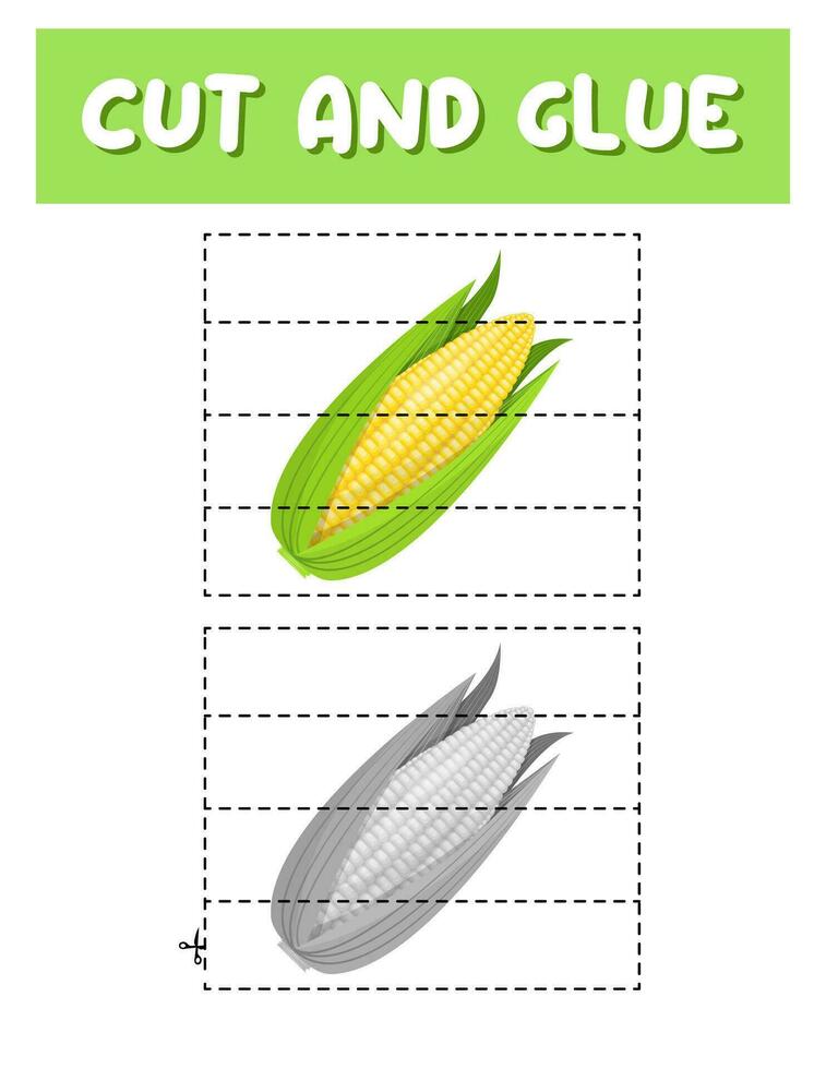 Cut and glue. Corn. Educational game for children vector