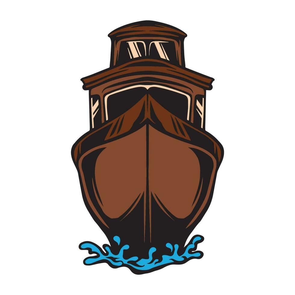 Wooden ships, isolated wood boats with white sails vector