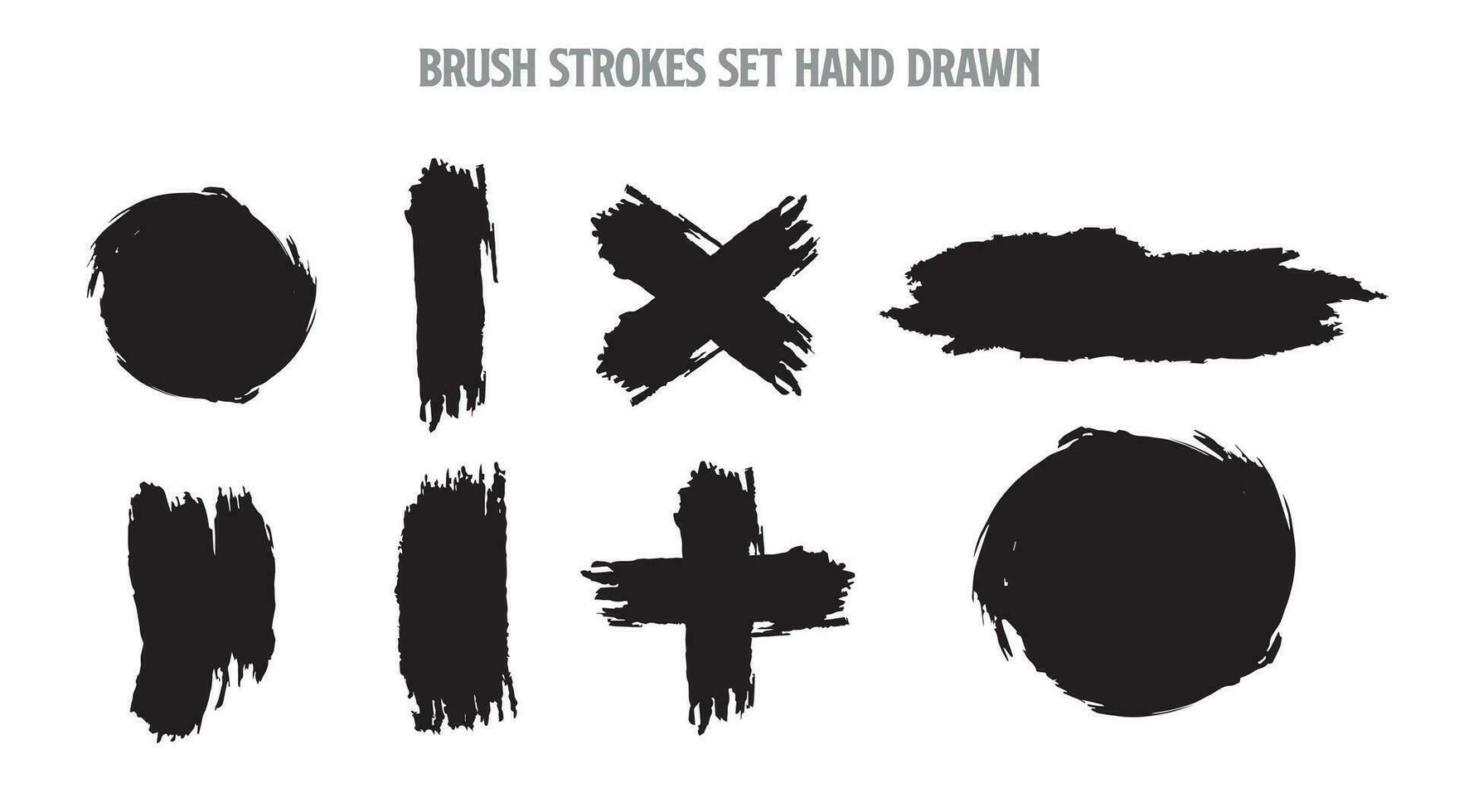 Brush strokes grunge set hand drawn vector