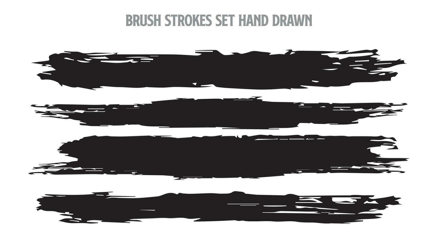 Brush strokes grunge set hand drawn vector