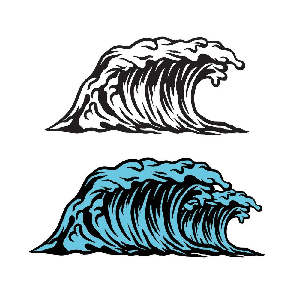 Vector sea waves. Illustration of blue ocean waves 27569665 Vector Art