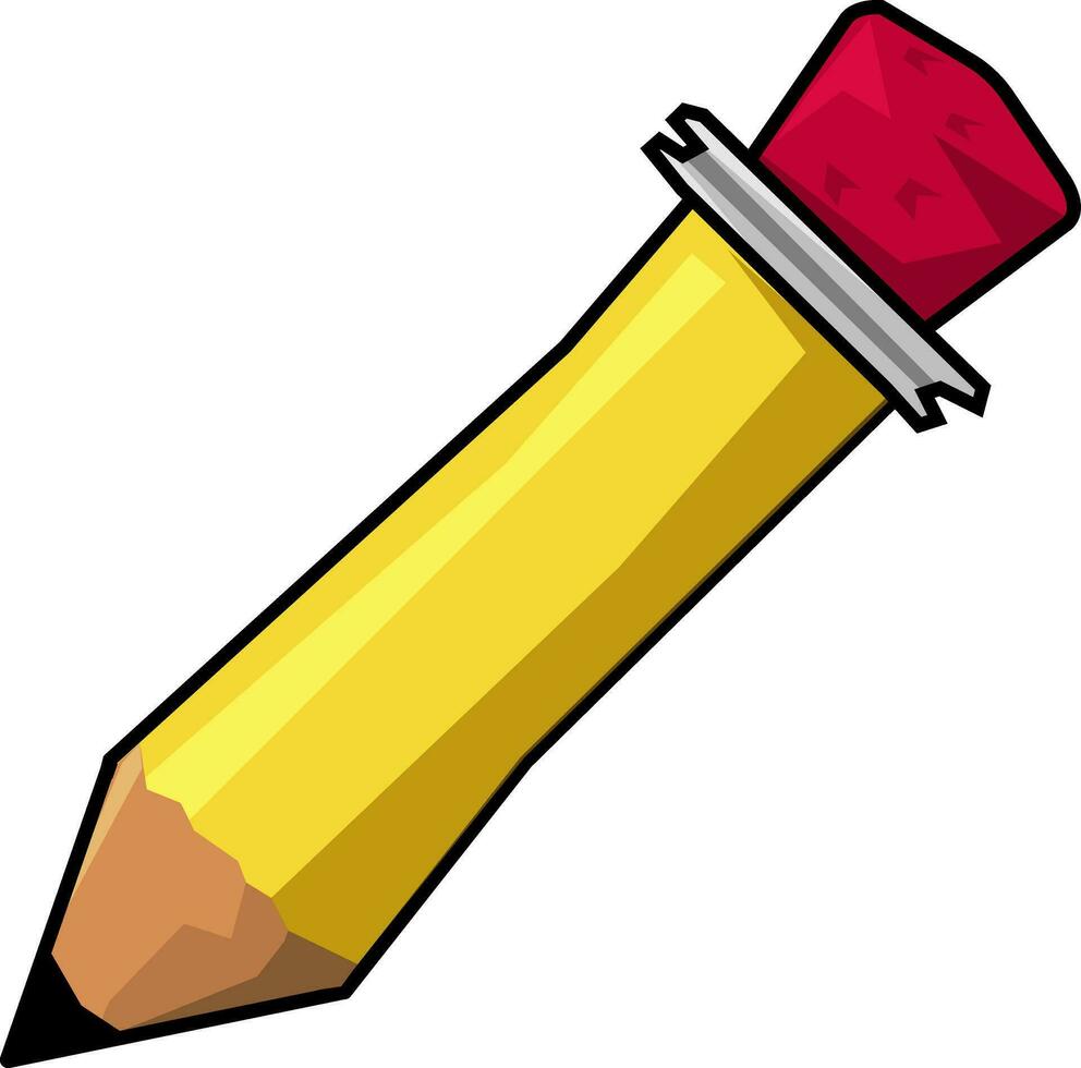 Cartoon Pencil Vector Icon Isolated Transparent Background