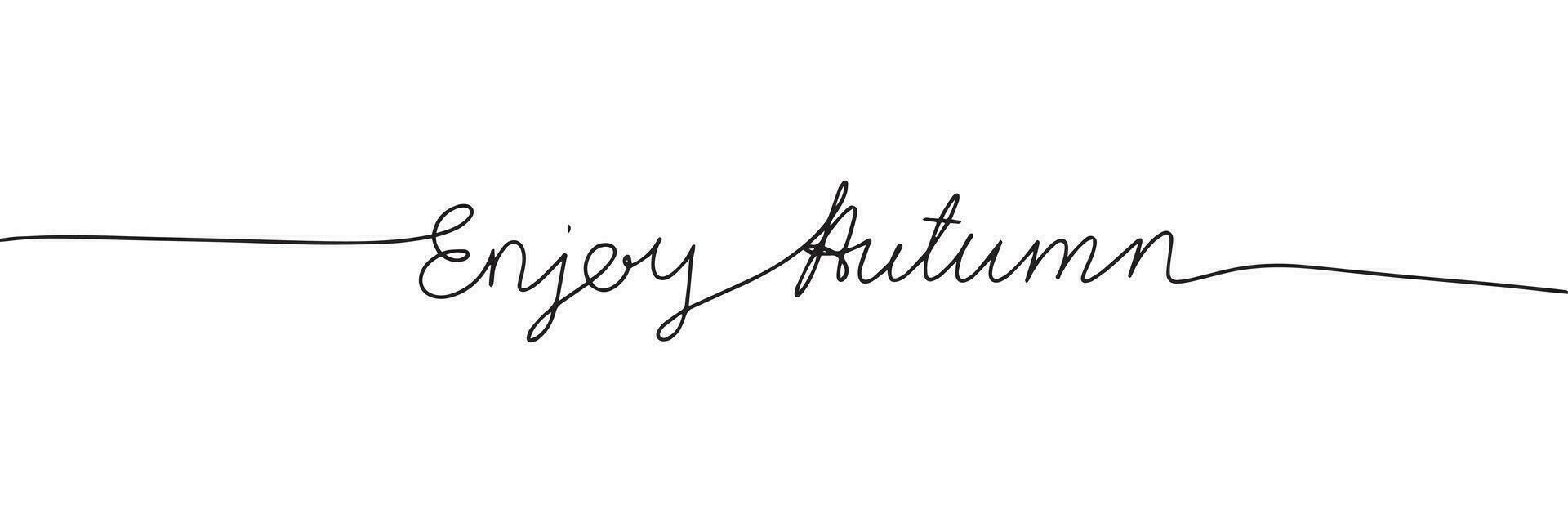 Enjoy Autumn line art text. Autumn one line continuous short phases. Vector illustration.