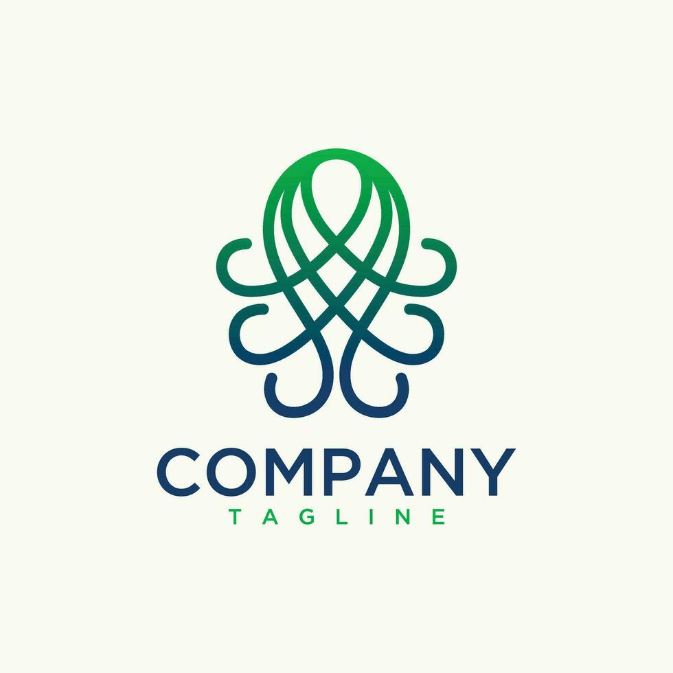 Abstract outline Octopus vector logo design template
