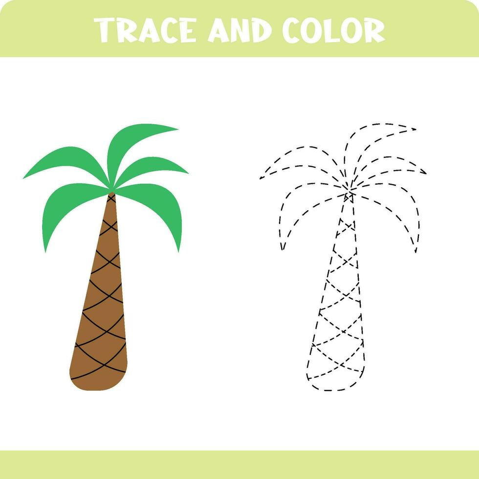Trace and color palm vector
