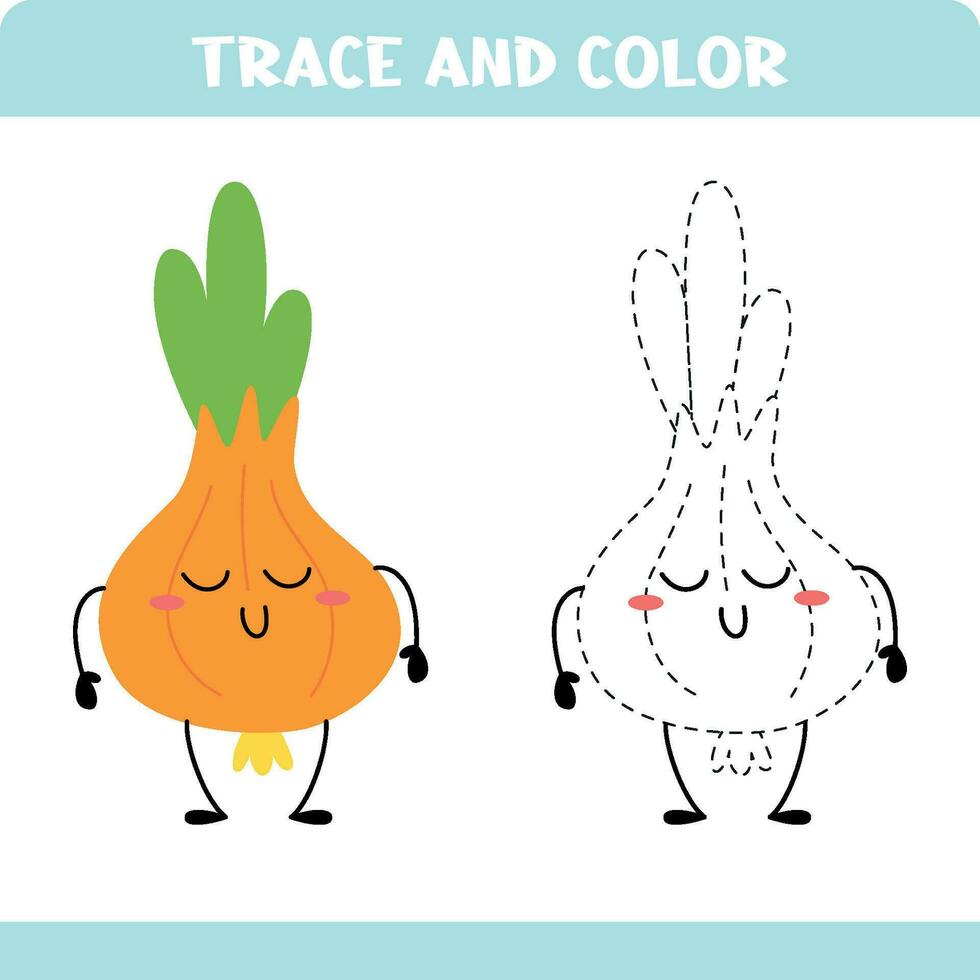 Trace onion and color it vector