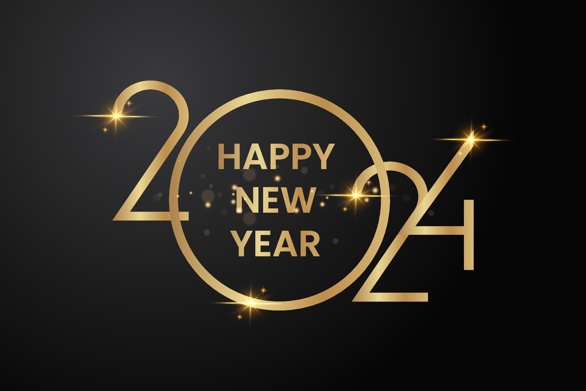 2024 Happy New Year with gold design. 2024 New year background