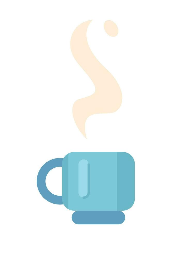 Hot drink in cup semi flat colour vector object. Fragrant drink. Steaming tea. Editable cartoon clip art icon on white background. Simple spot illustration for web graphic design