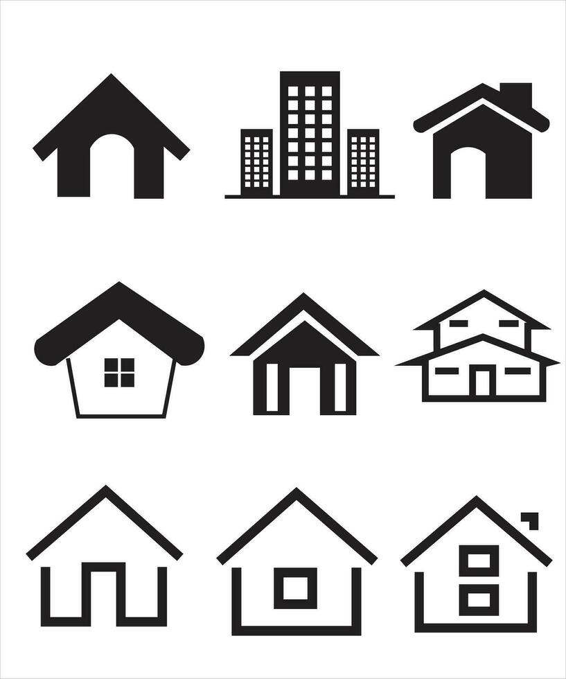 Set of thin line icons of homes and real estate. Outline symbol collection. Editable vector stroke. 256x256 Pixel Perfect scalable to 128px, 64px...