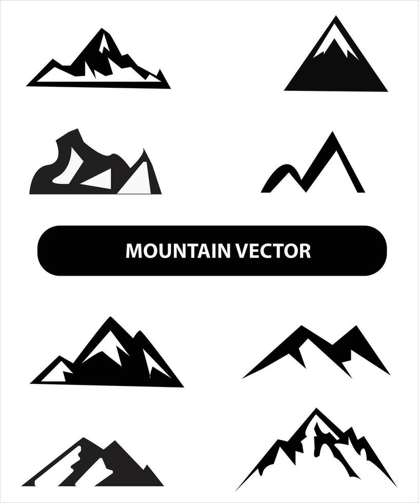 Mountain silhouette, blue and black rocky mountain illustration,vector design, sign,symbol, outdoor, bundle. vector