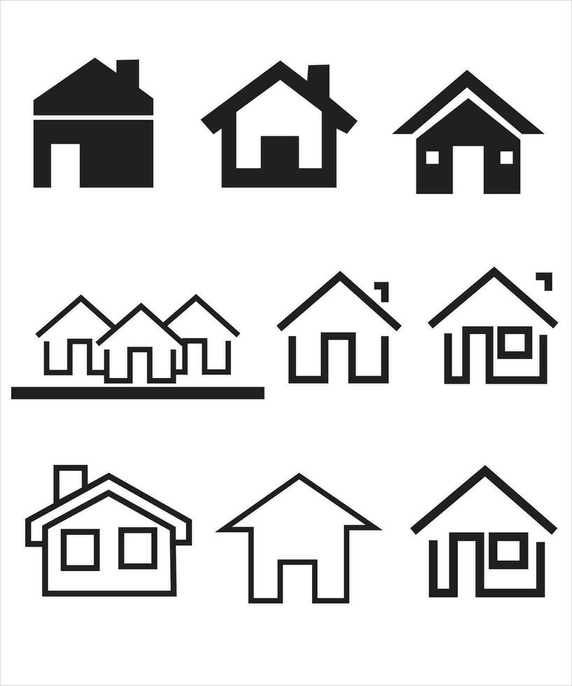 Set of thin line icons of homes and real estate. Outline symbol collection. Editable vector stroke. 256x256 Pixel Perfect scalable to 128px, 64px...