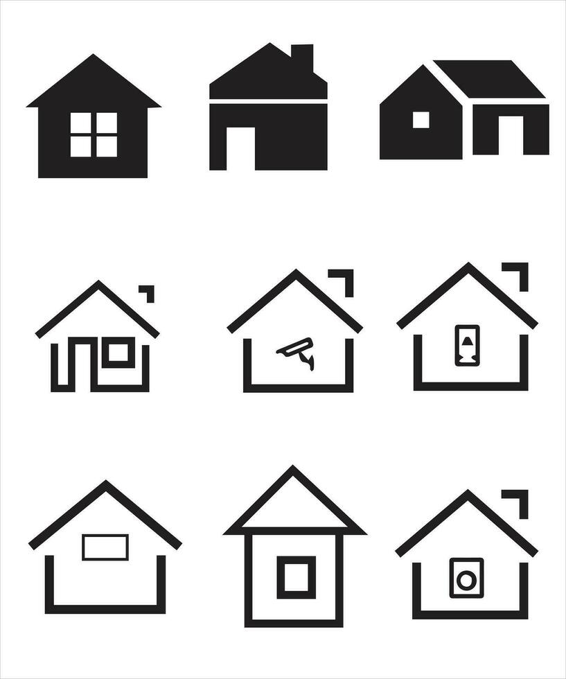 Set of thin line icons of homes and real estate. Outline symbol collection. Editable vector stroke. 256x256 Pixel Perfect scalable to 128px, 64px...