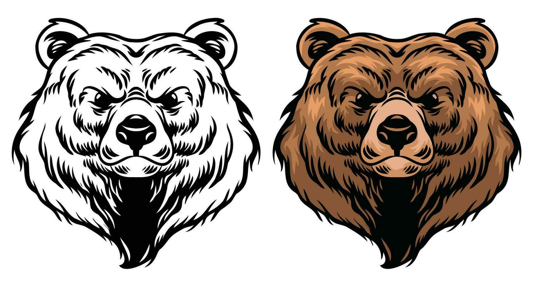 Vector Illustration of Grizzly Bear in Detailed Hand Drawing Style