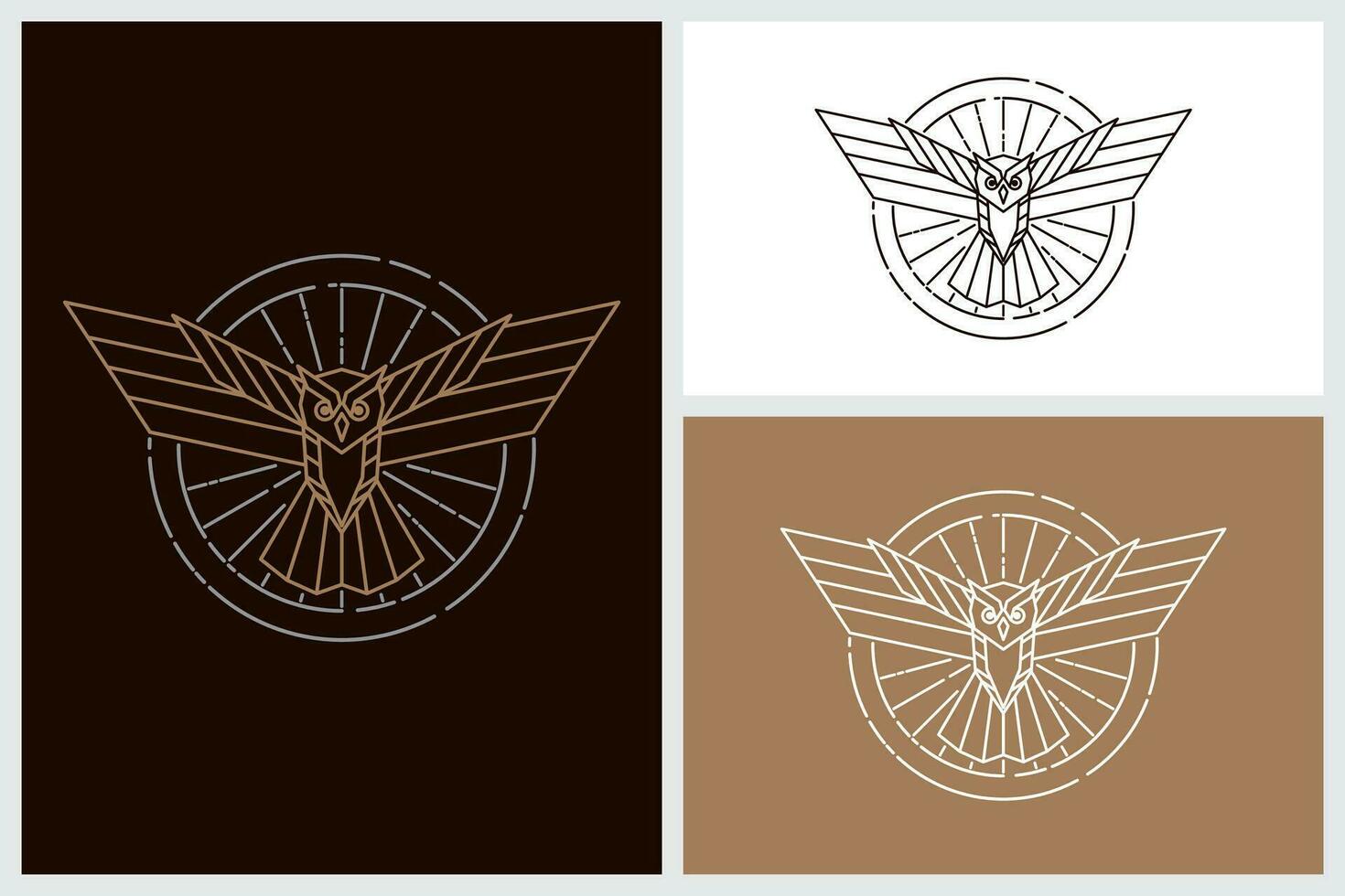 Line Art Style Flying Owl Symbol Template Design Inspiration vector