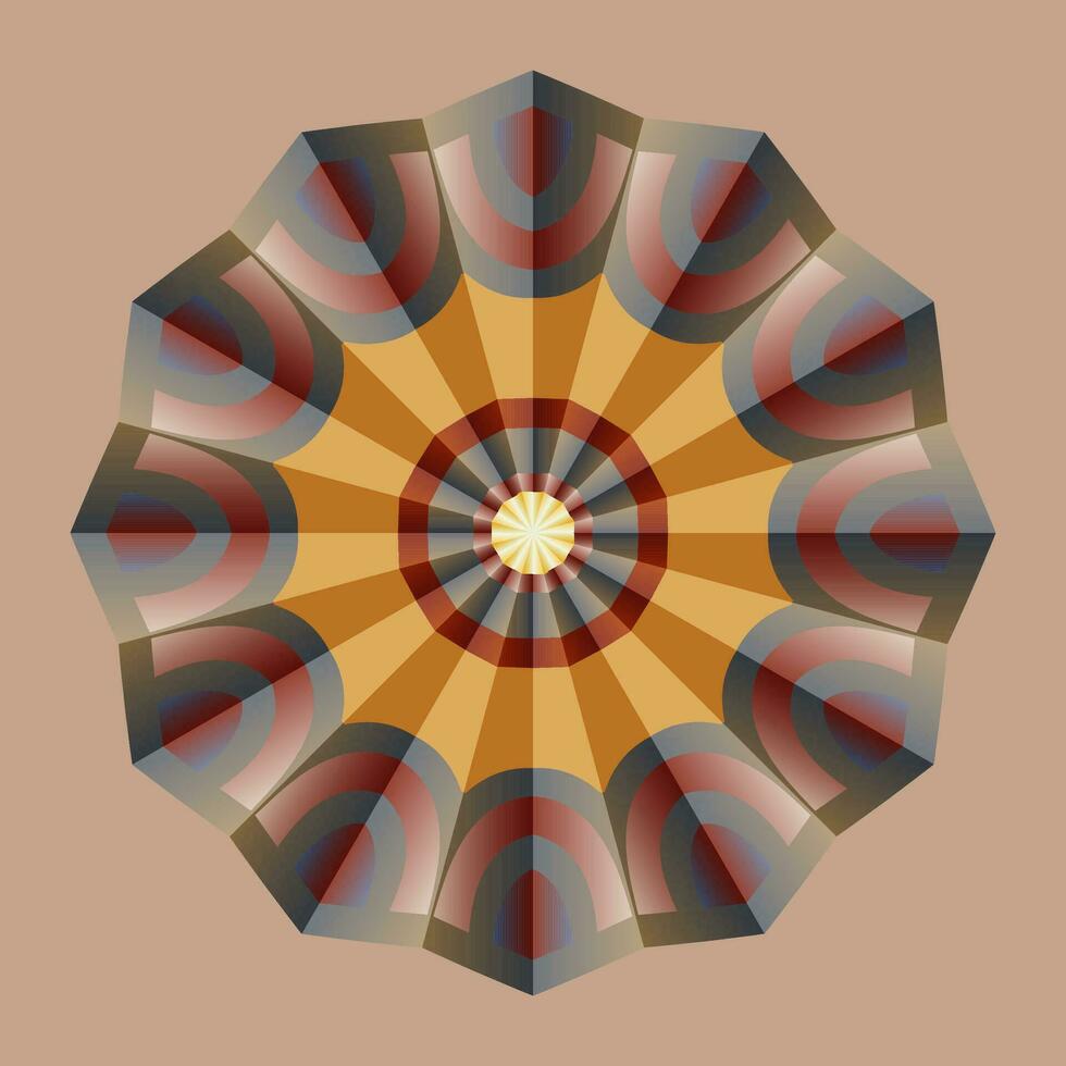 This is a polygonal pattern. This is a brown geometric mandala. Asian floral pattern. vector