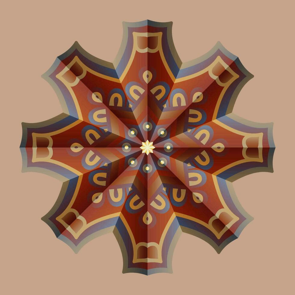 This is a polygonal pattern. This is a brown geometric mandala. Asian floral pattern. vector