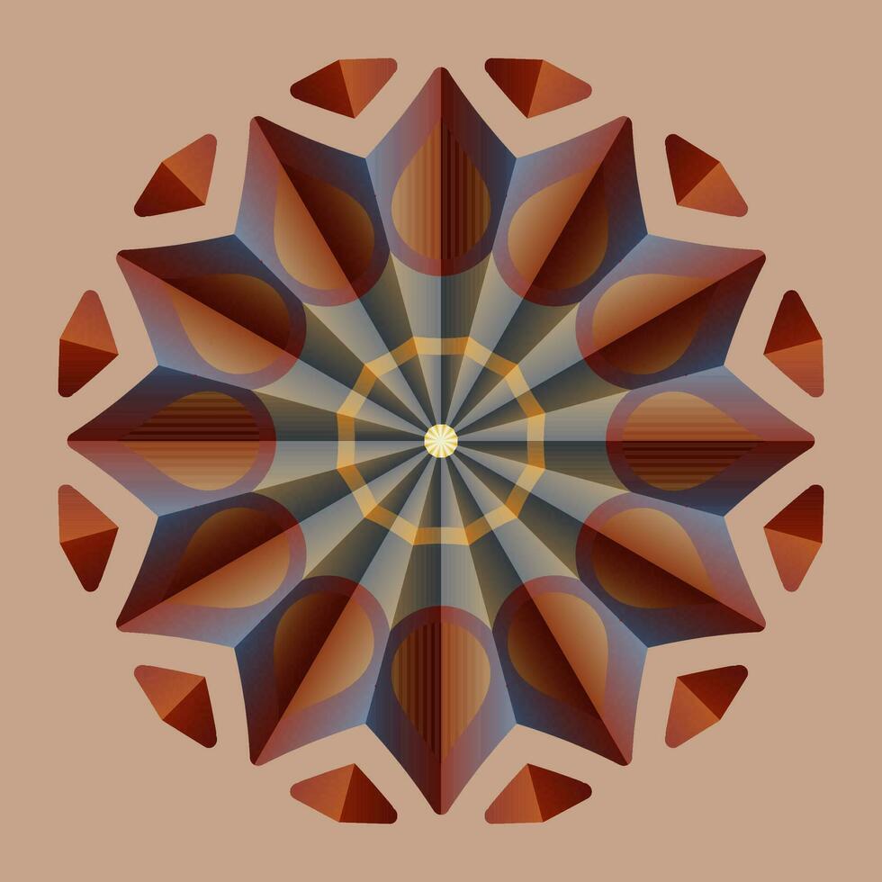 This is a polygonal pattern. This is a brown geometric mandala. Asian floral pattern. vector