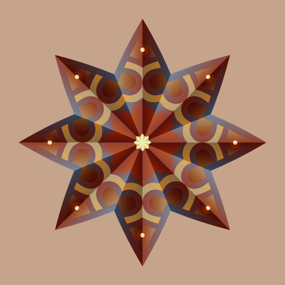 esta es un poligonal modelo. esta es un marrón geométrico mándala asiático floral modelo. vector