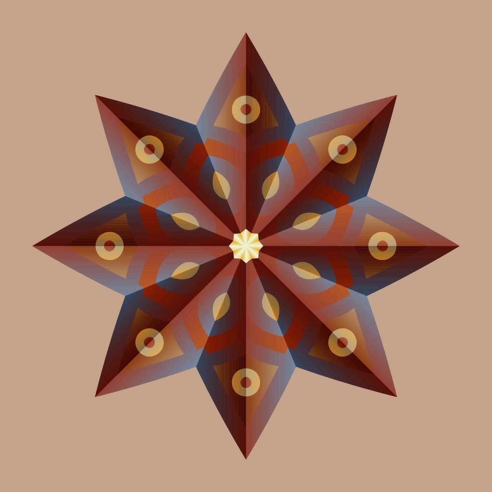 This is a polygonal pattern. This is a brown geometric mandala. Asian floral pattern. vector