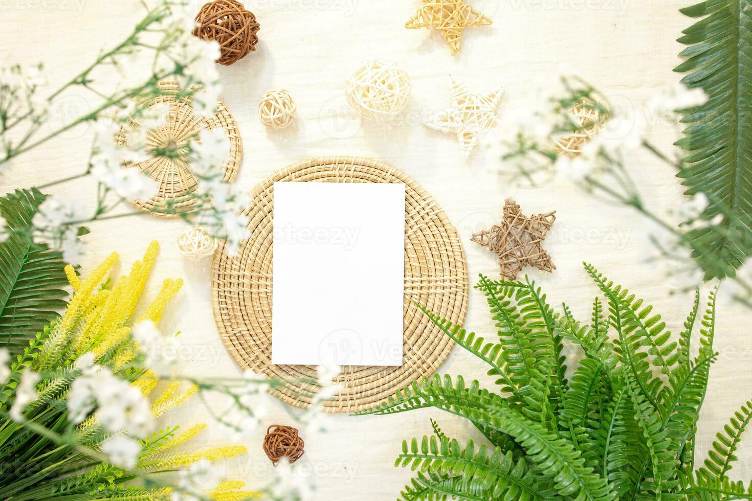 Blank Card Mockup designs in an authentic setting artworks or stationery designs photo