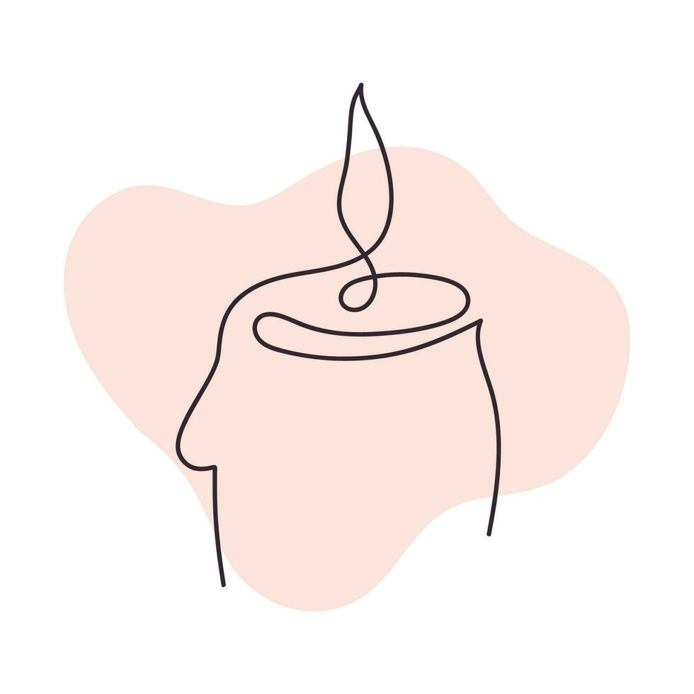 Candle silhouette in one line style vector