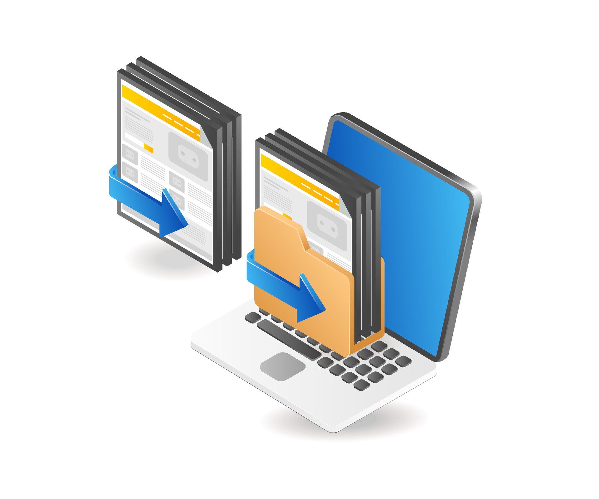 Web design template data files in a folder 27570687 vector art at vecteezy