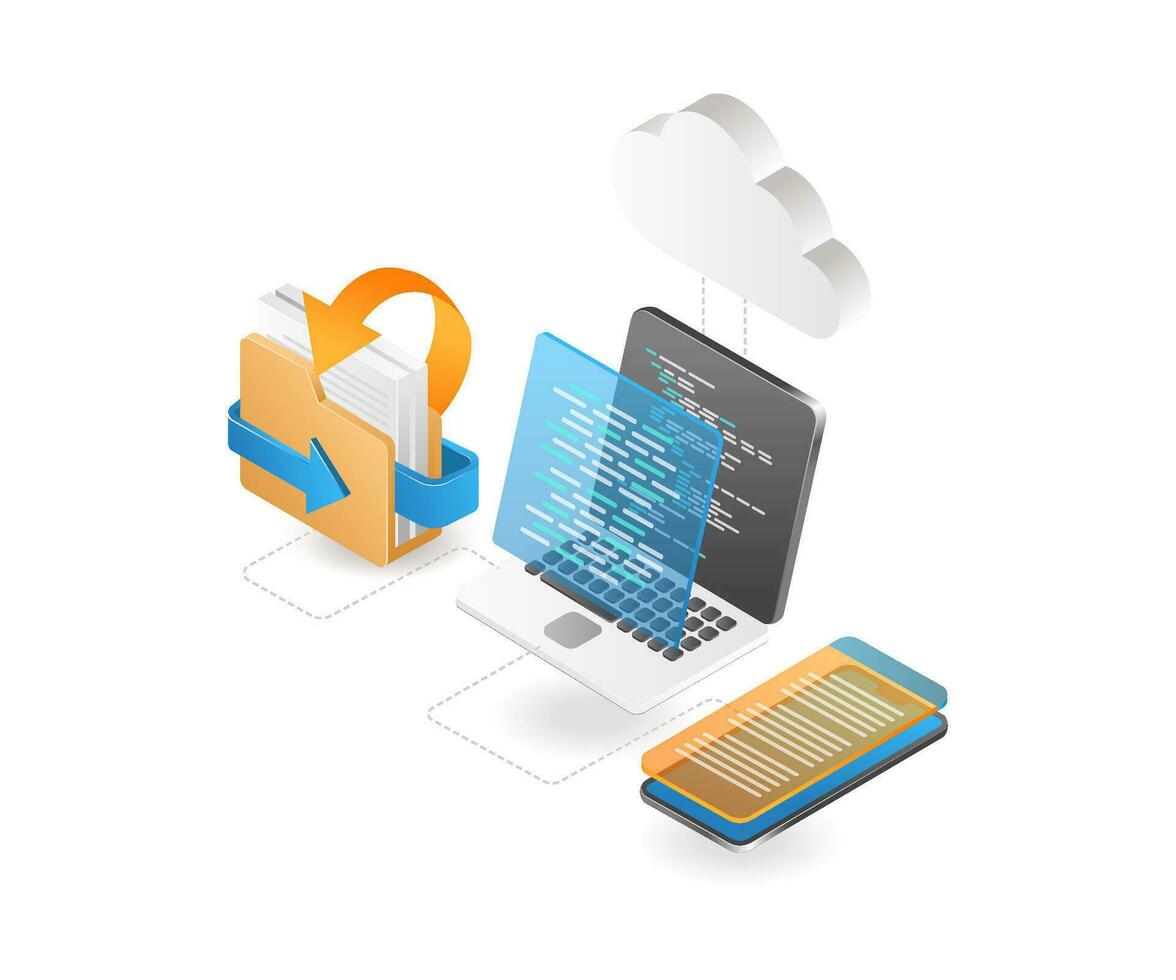 procesar datos del servidor en la nube vector