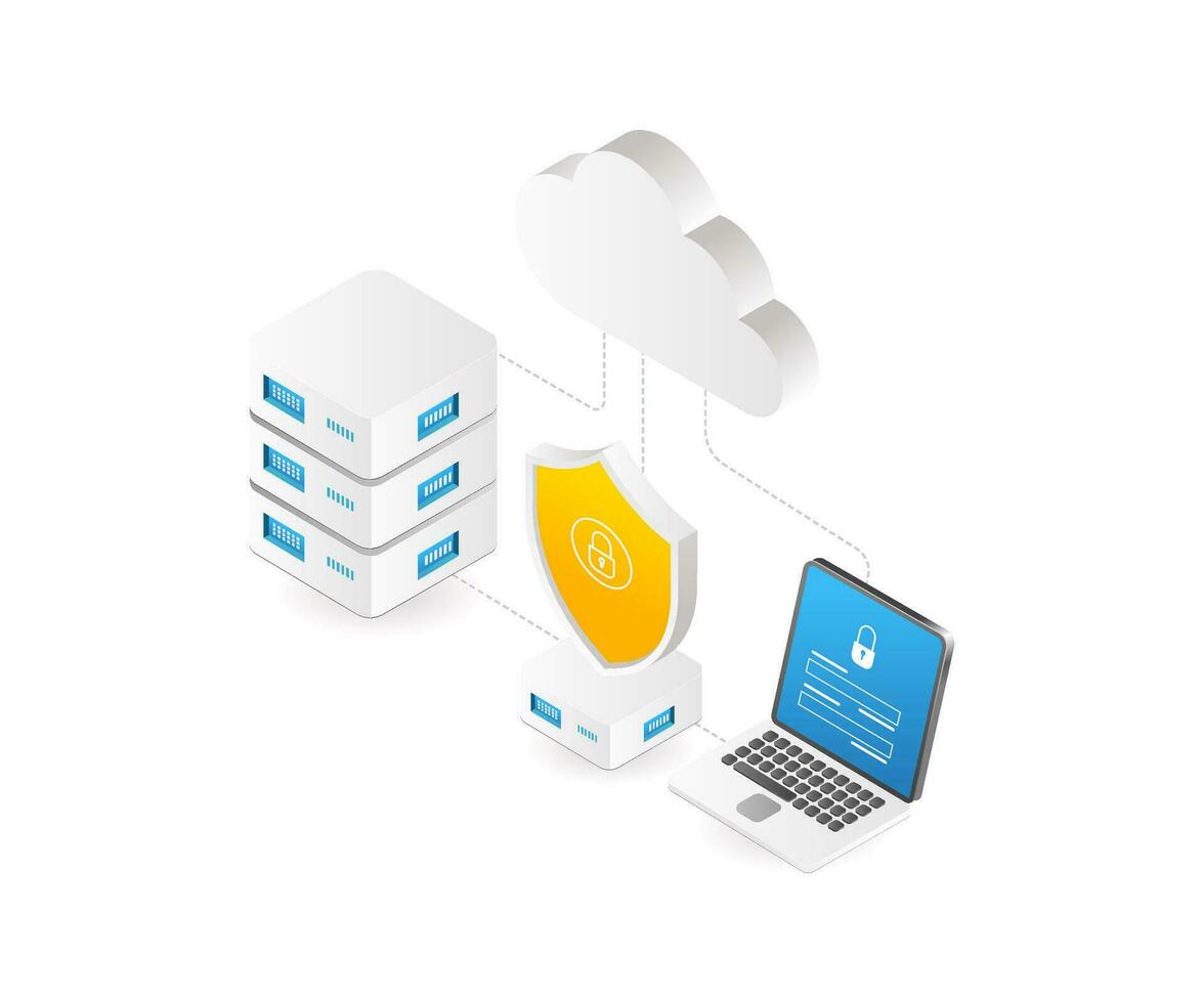 Cloud server data security network vector