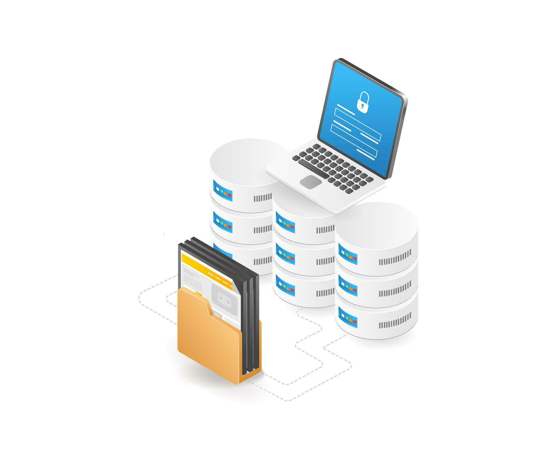 Computer server folder data security password 27570779 Vector Art at ...