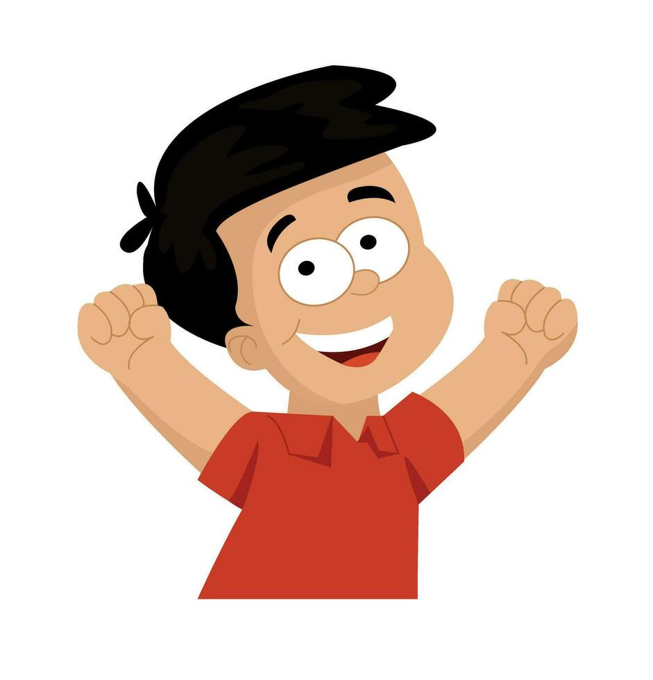 boy showing thumbs up with open arms vector