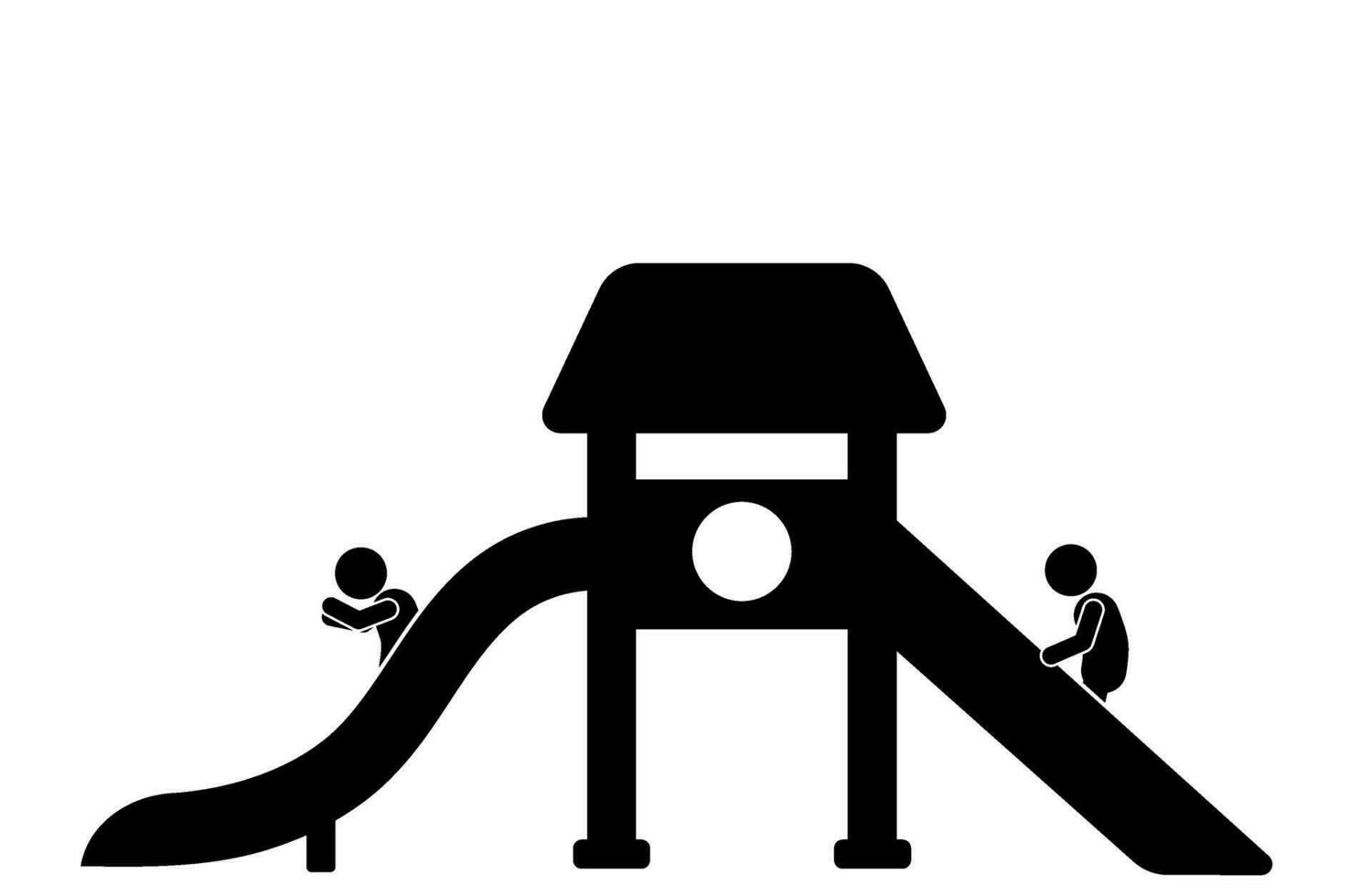 Vector Illustration of Children Playing at an Outdoor Playground