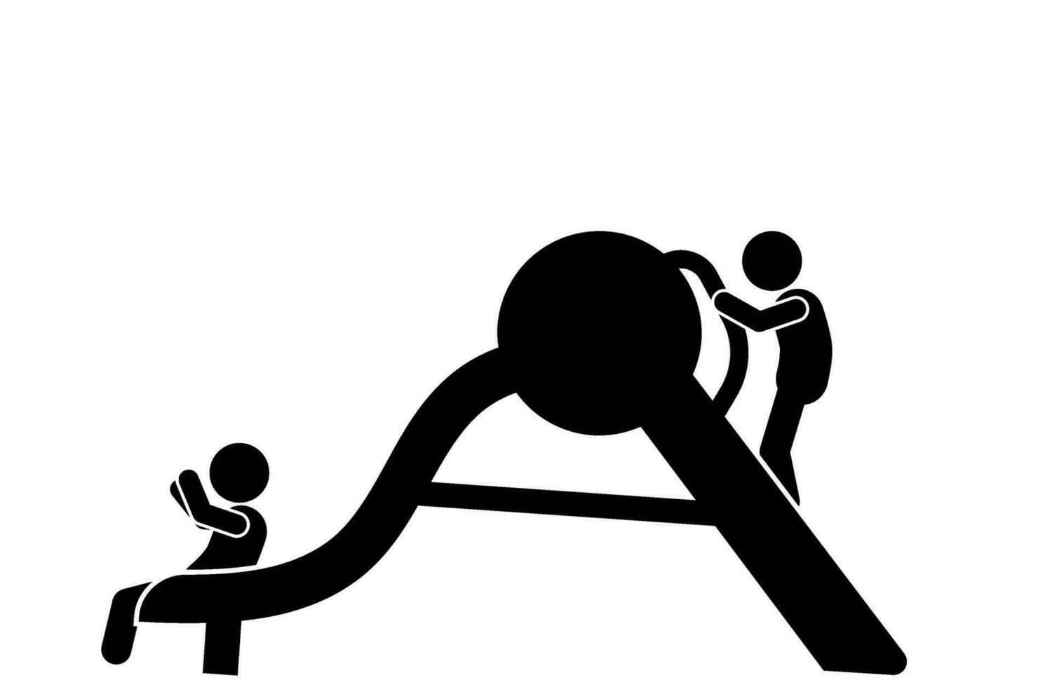Vector Illustration of Children Playing at an Outdoor Playground