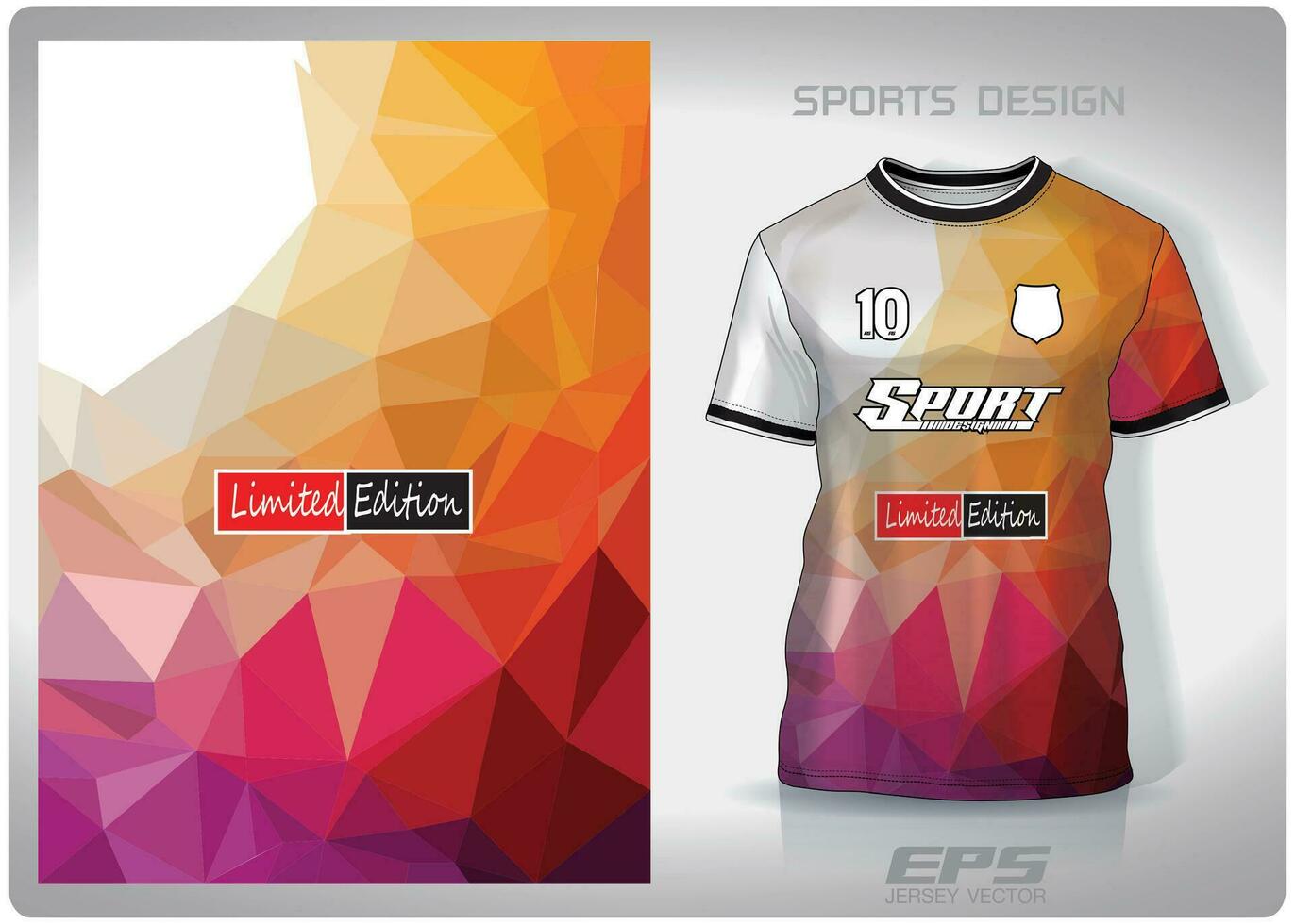 Vector sports shirt background image.Multi-sided patterned glass, orange pink pattern design, illustration, textile background for sports t-shirt, football jersey shirt