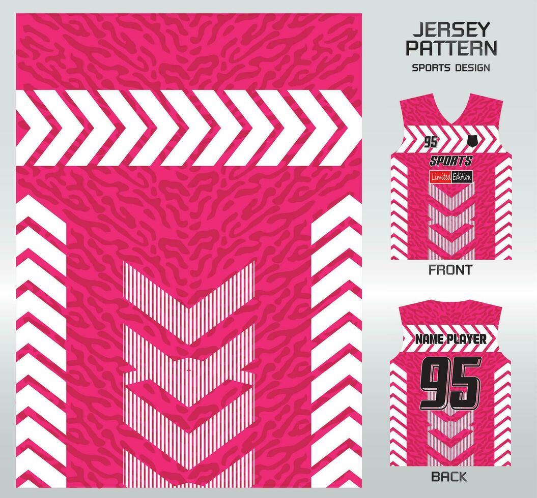 Pattern vector sports shirt background image.Traffic sign on pink leopard pattern design, illustration, textile background for sports t-shirt, football jersey shirt