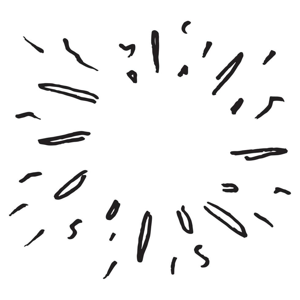 hand drawn doodle sunburst. doodle design element. vector illustration