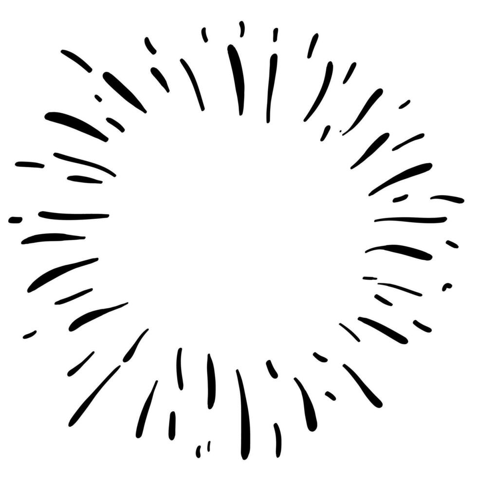 hand drawn doodle sunburst. doodle design element. vector illustration