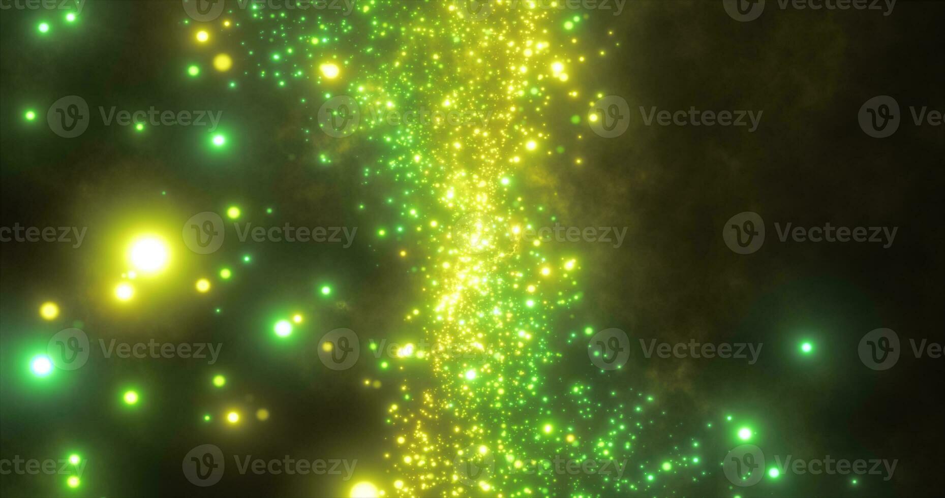 Abstract green energy particles and waves magical bright glowing futuristic hi-tech with blur effect and bokeh background photo