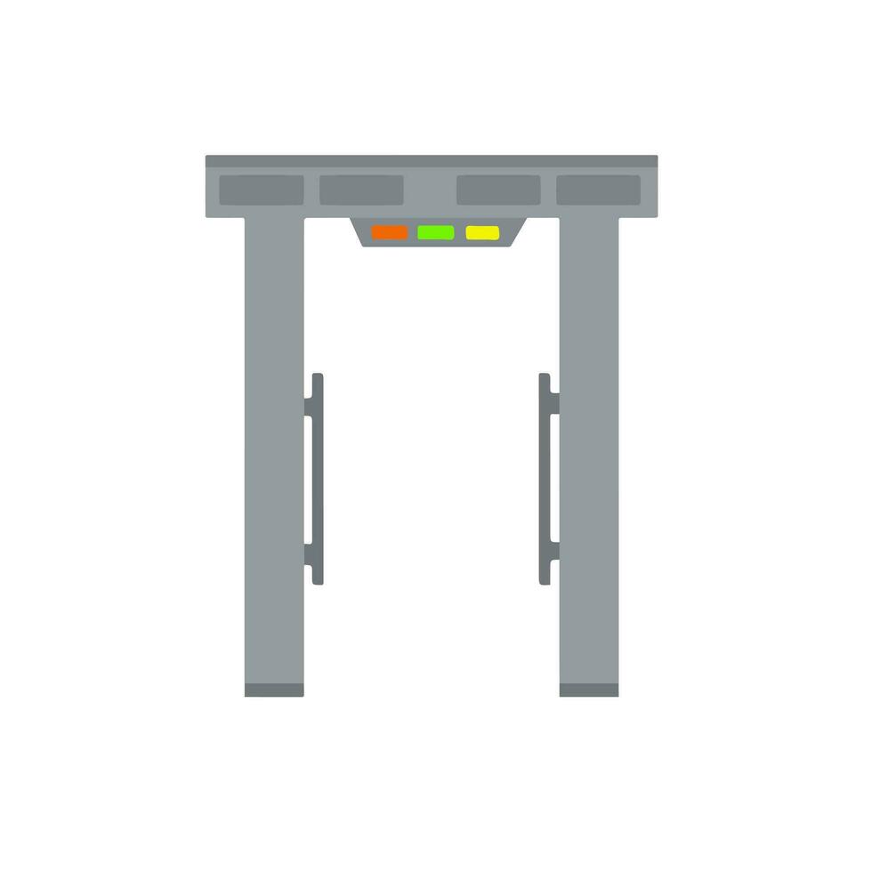 detector de metales. marco de seguridad comprobación de elementos peligrosos. equipo antiterrorista del aeropuerto. Puertas tecnológicas modernas y entrada. ilustración plana vector