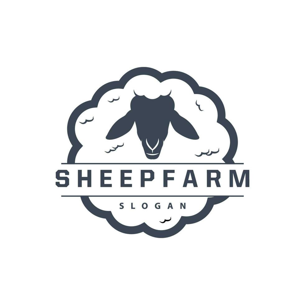 Sheep Farm Logo Design Inspiration Simple Silhouette Retro Typography vector