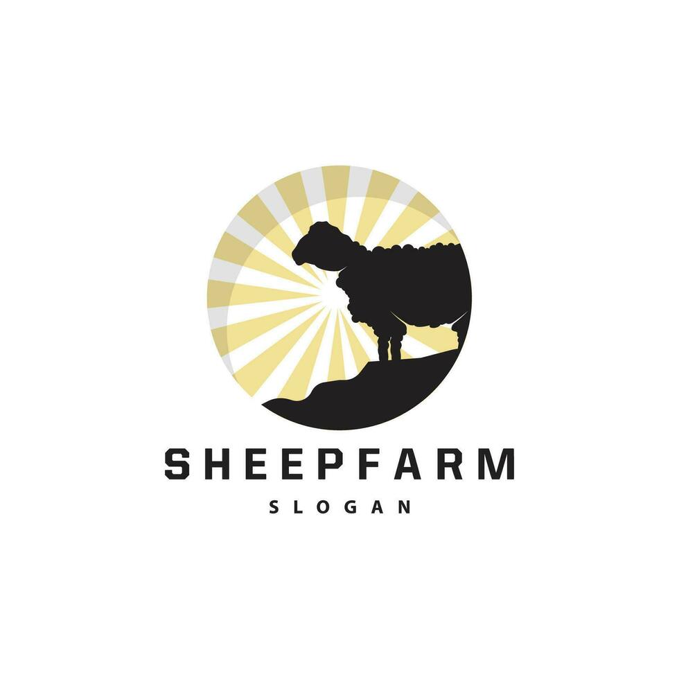 oveja granja logo diseño inspiración sencillo silueta retro tipografía vector