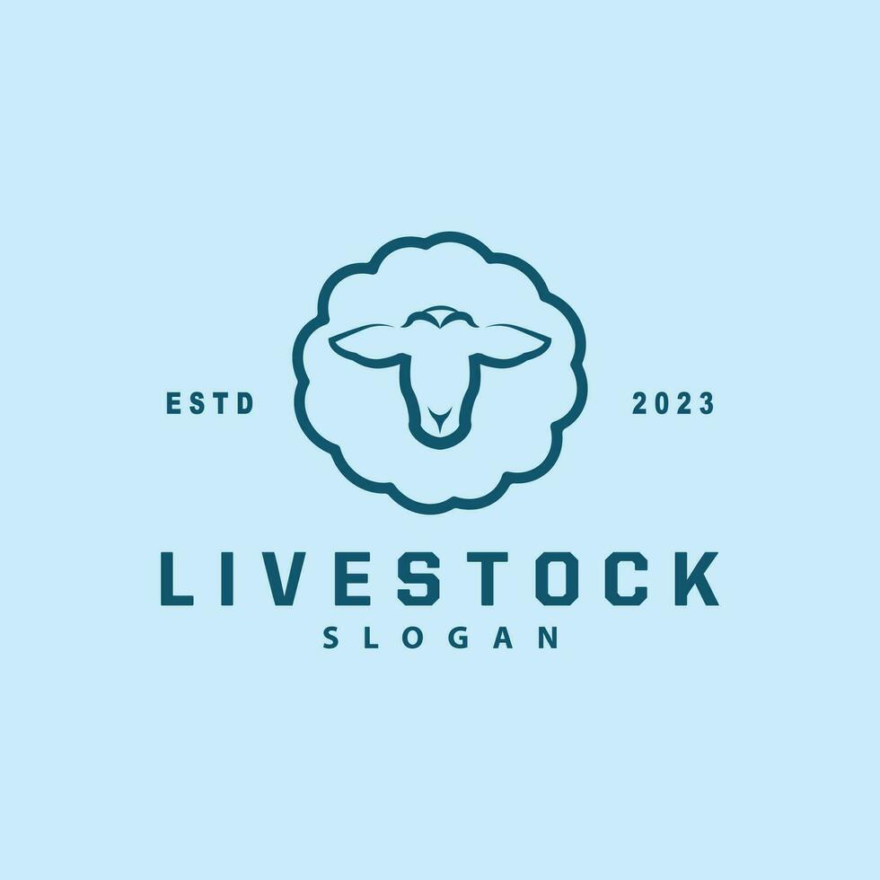 Sheep Farm Logo Design Inspiration Simple Silhouette Retro Typography vector